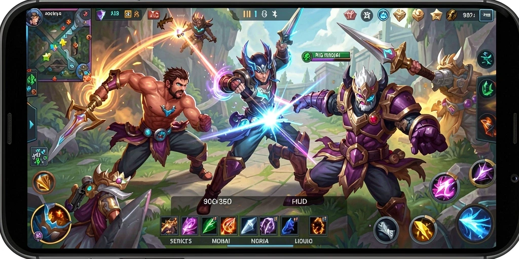 Tampilan game MOBA yang seru dan strategis