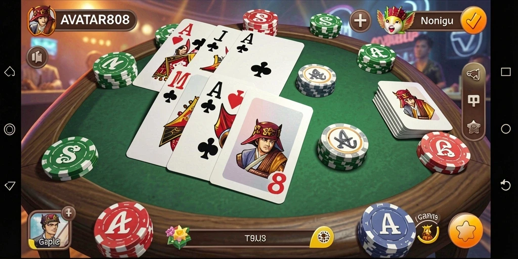Tampilan gameplay seru dari AVATAR808 saat bermain Gaple.