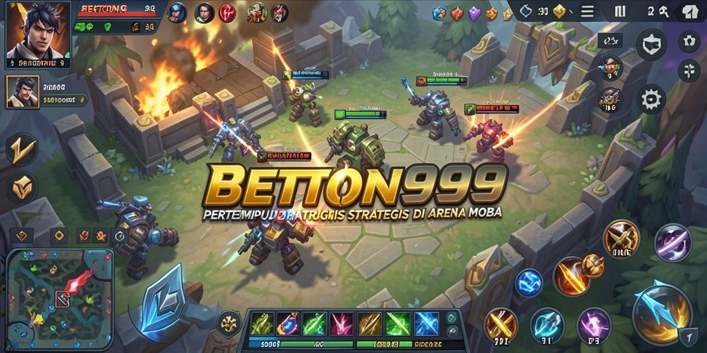 Tangkapan layar dari gameplay seru BETON999 dalam pertempuran MOBA.