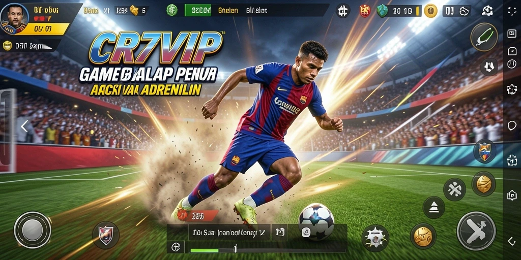 Tampilan gameplay CR7VIP dengan mobil balap yang melaju kencang.