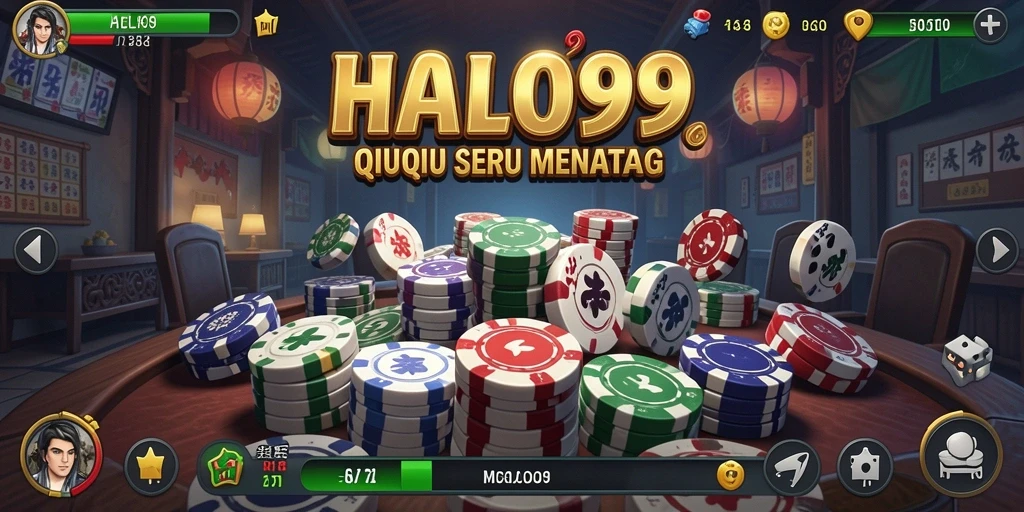 Tampilan gameplay HALO99 yang penuh aksi dalam permainan QiuQiu.