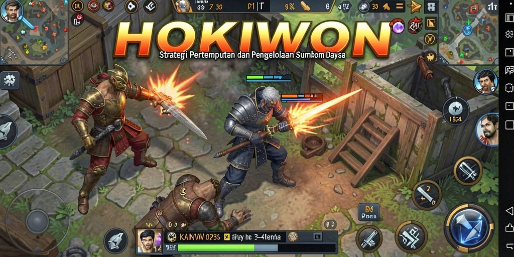 Screenshot gameplay HOKIWON yang menunjukkan aksi pertempuran strategis.
