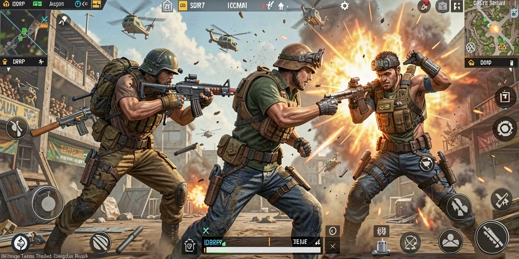 Gameplay seru dalam IDRRP saat bertarung di arena Battle Royale.