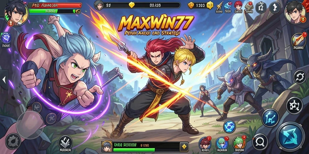 Tangkapan layar gameplay MAXWIN77 yang menampilkan karakter Anime beraksi.