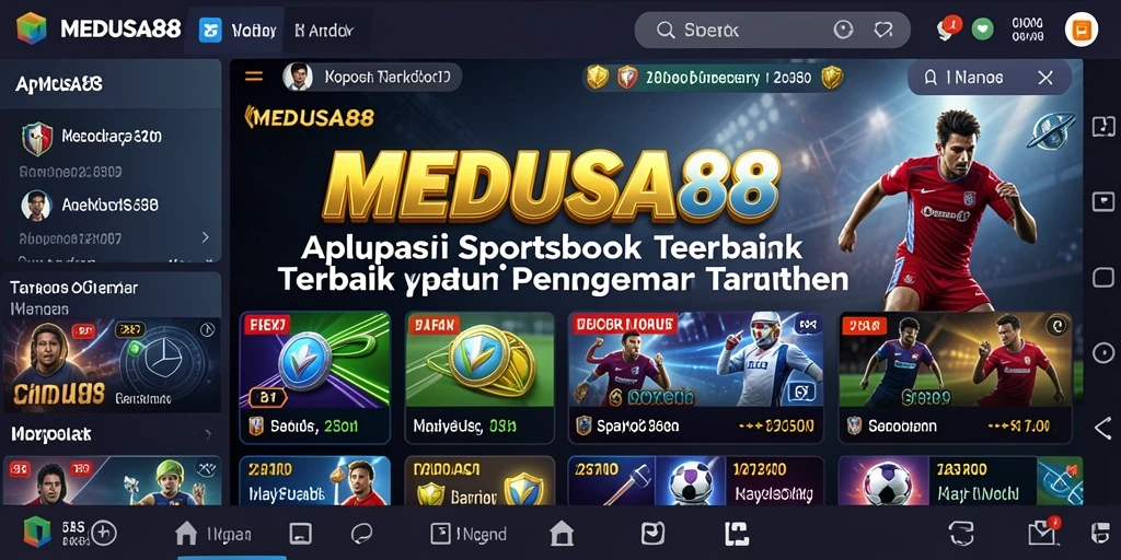Tampilan antarmuka aplikasi MEDUSA88 dengan fitur sportsbook terkini.