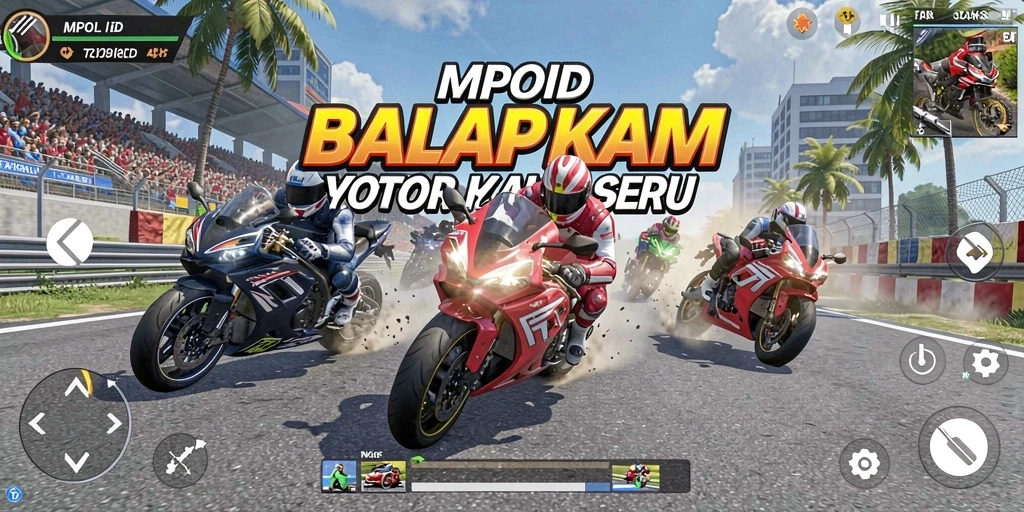 Gameplay seru dengan balapan motor yang mendebarkan.