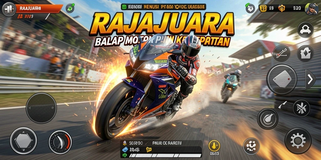 Tampilan gameplay menarik dari balapan motor yang seru.