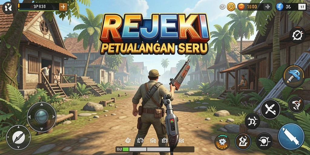 Tampilan gameplay seru di dunia REJEKI penuh aksi TPS.