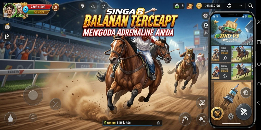 Screenshot SINGA8 menampilkan aksi balapan yang menegangkan.